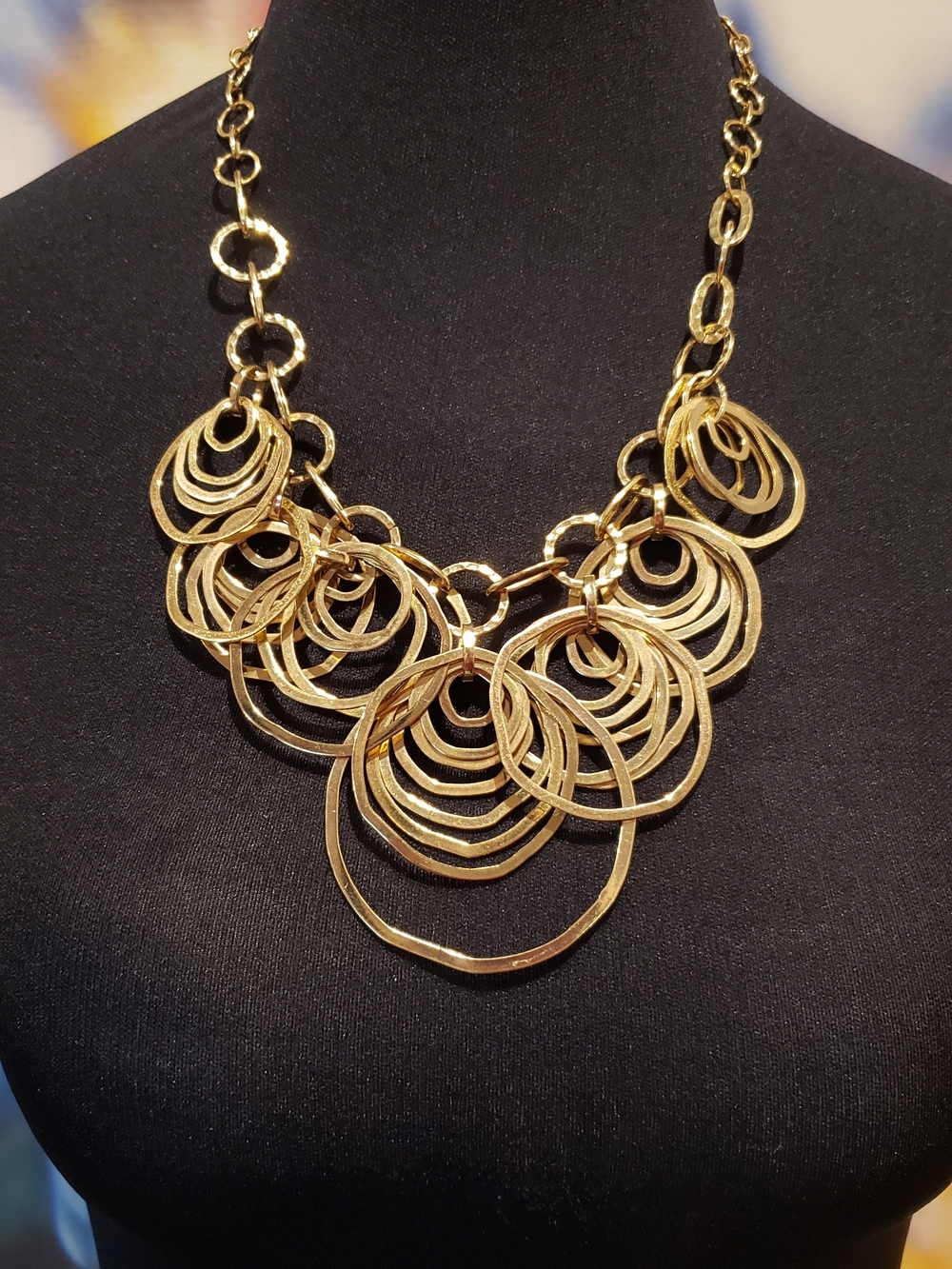 Gold-tone Multi-Ring Statement Necklace